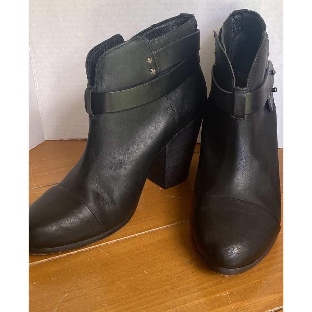 Rag & Bone Harrow Boots Womens Size 40 EU/9.5 US Black‎ Leather Heeled Bootie